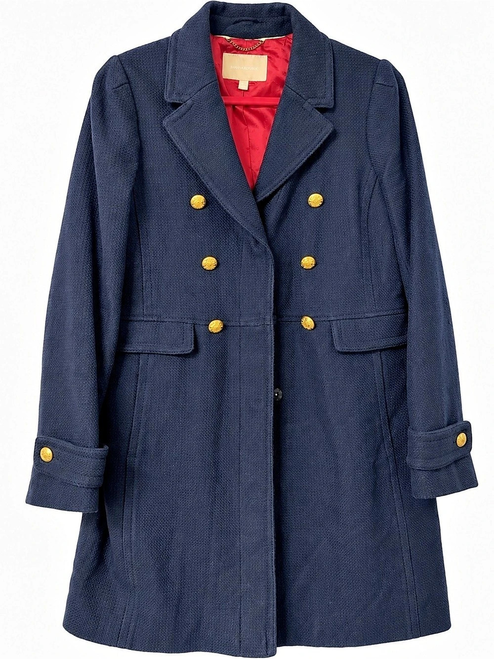 Banana Republic Double-Breasted Trench Coat in Blue Size Large